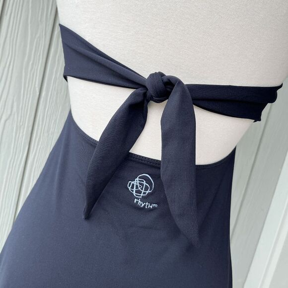 Patagonia Navy Halter Dress Open Back Tie Size M Travel Beach Casual - Picture 2 of 7